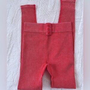 Fabletics Waffle Knit Pink Leggings Button XS